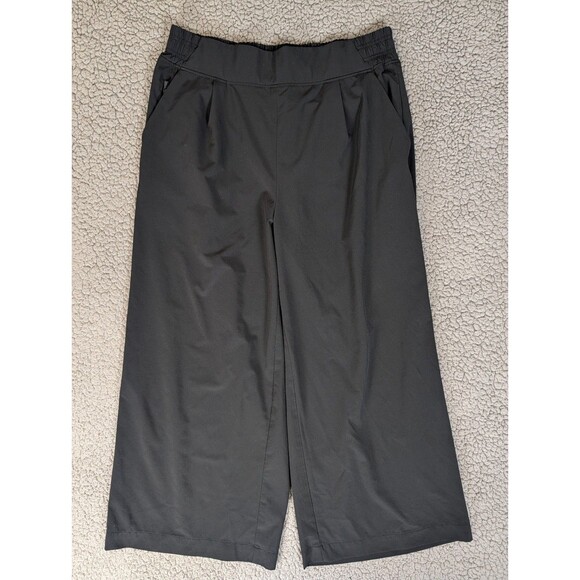 Athleta Pants - Athleta Brooklyn Heights High Rise Wide Leg Cropped Pant Size 8 Black Athleisure